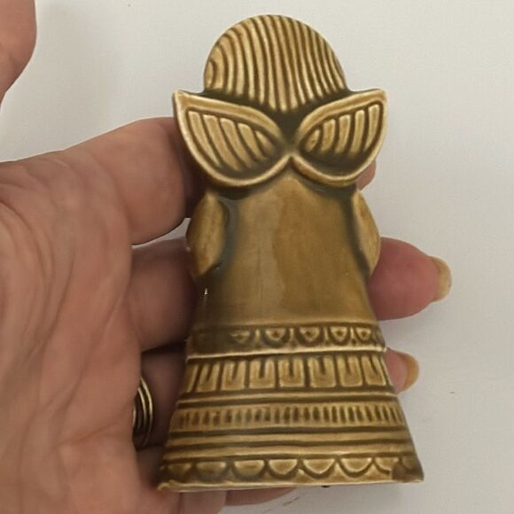 Vintage mid century golden tan set of boy & girl singing ceramic angels - Picture 7 of 7